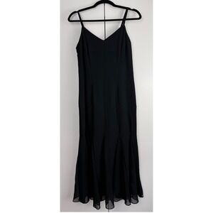 Jackie K Vintage Black Spaghetti Strap Midi Dress Godet Hem Formal Size 7/8